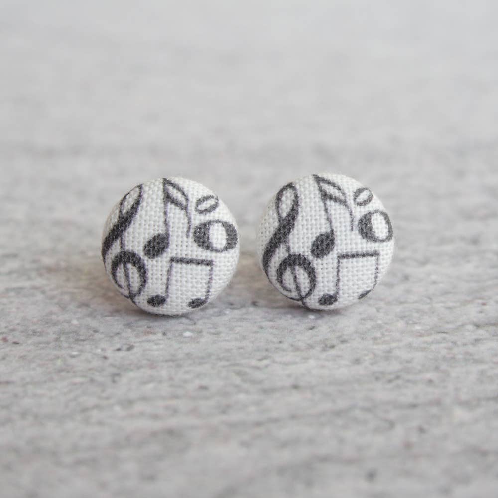 Rachel O's - Music Fabric Button Earrings