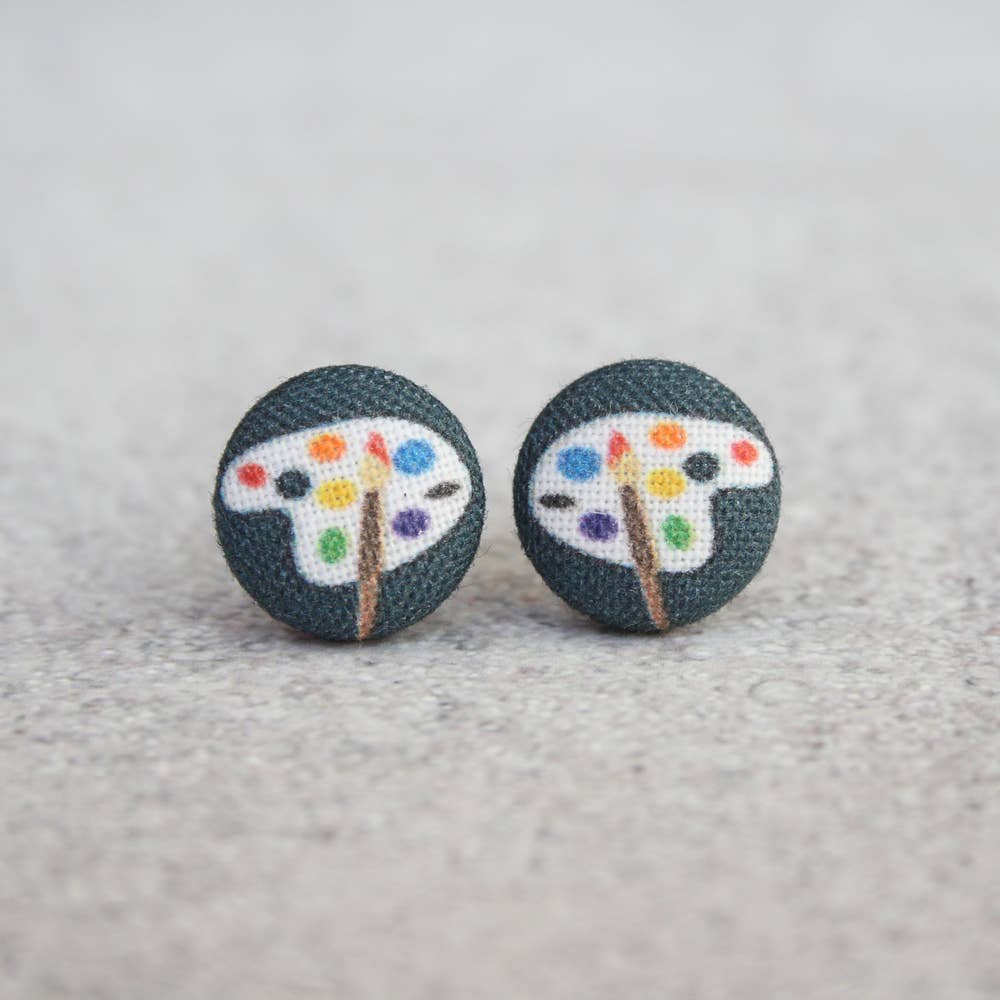 Rachel O's - Artist Paint Palette Fabric Button Earrings