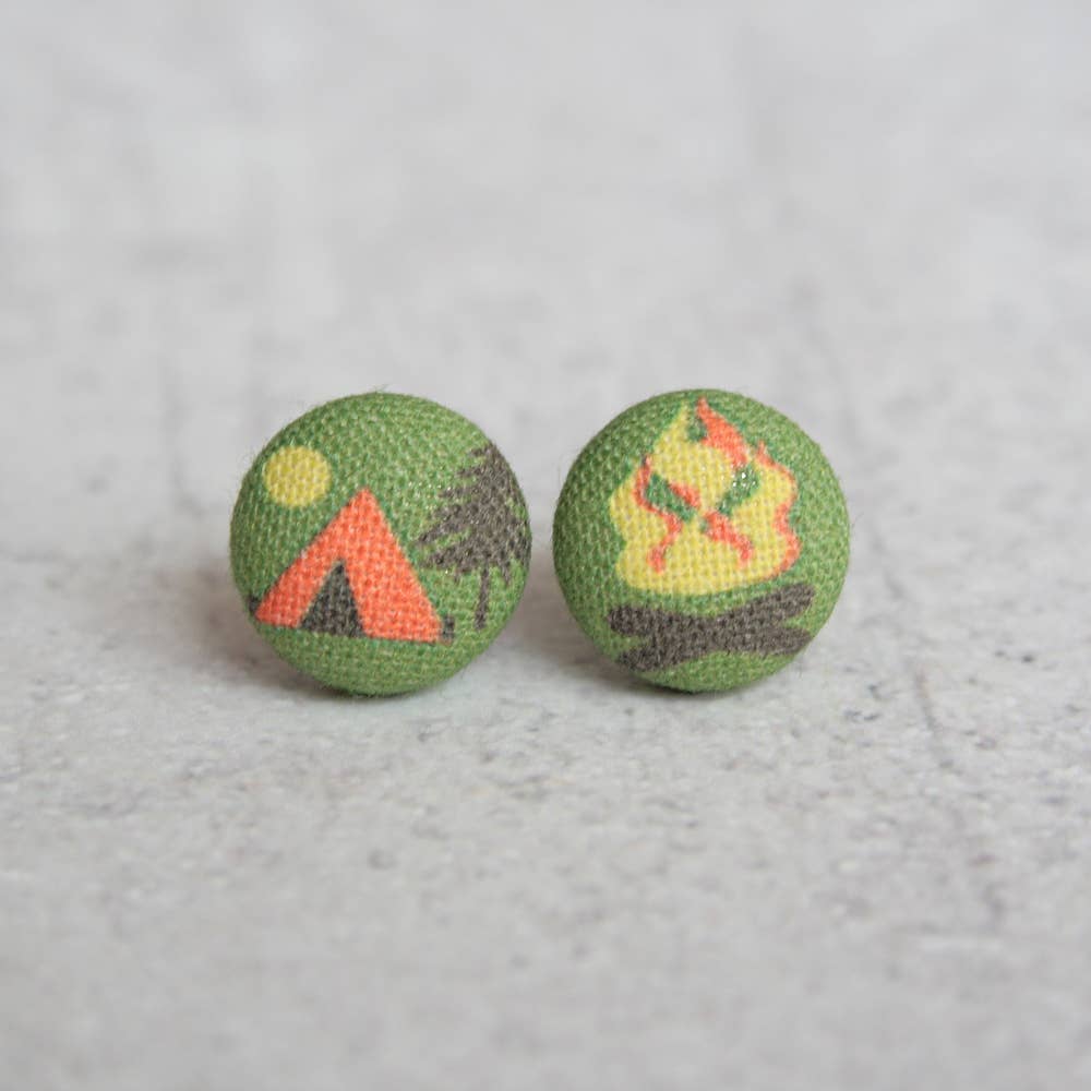 Rachel O's - Camp Fabric Button Earrings