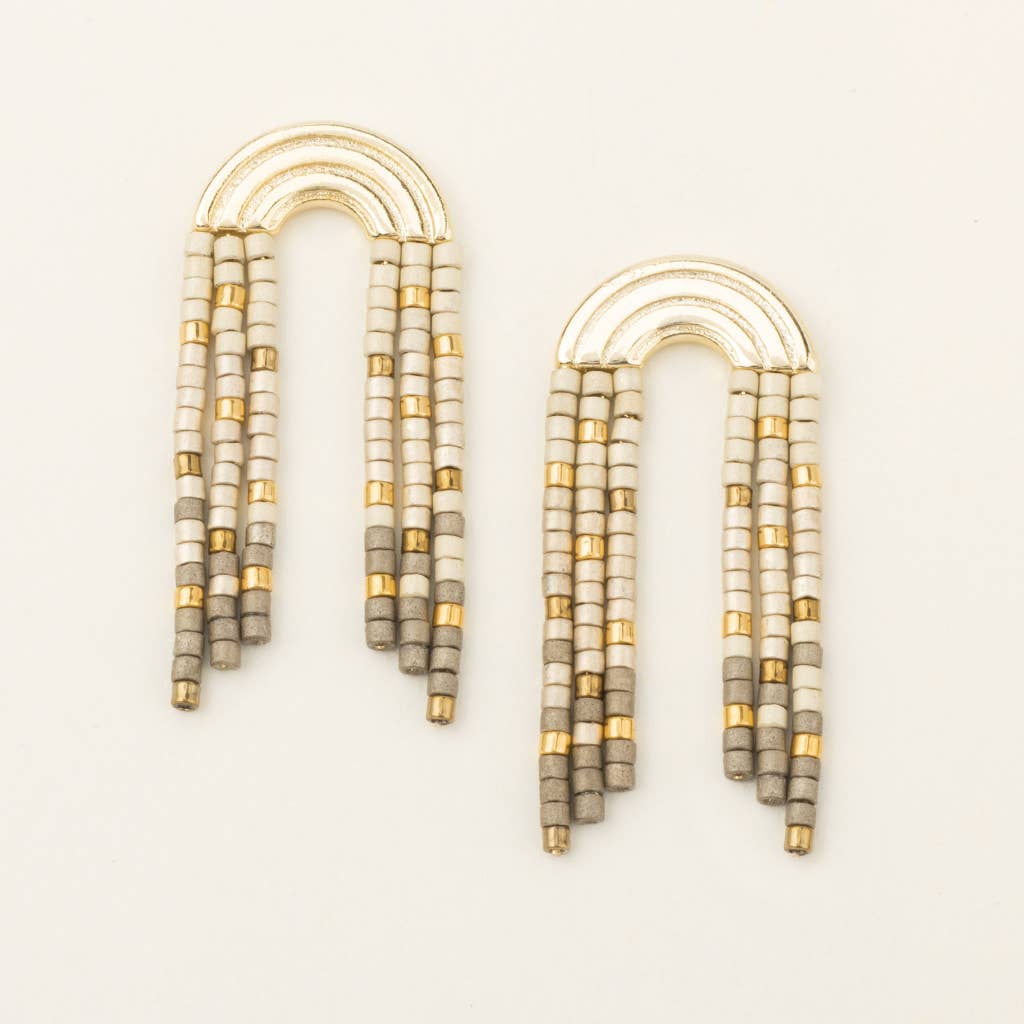 Scout Curated Wears - Chromacolor Miyuki Rainbow Fringe Earring - Pewter Multi/G