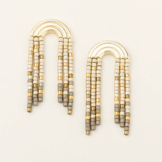 Scout Curated Wears - Chromacolor Miyuki Rainbow Fringe Earring - Pewter Multi/G