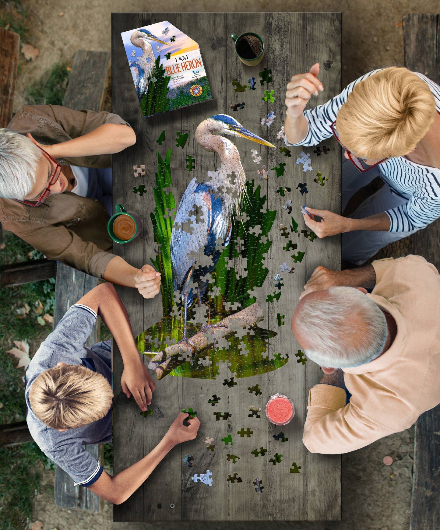Madd Capp Games & Puzzles - I AM BLUE HERON 300 piece jigsaw puzzle gift