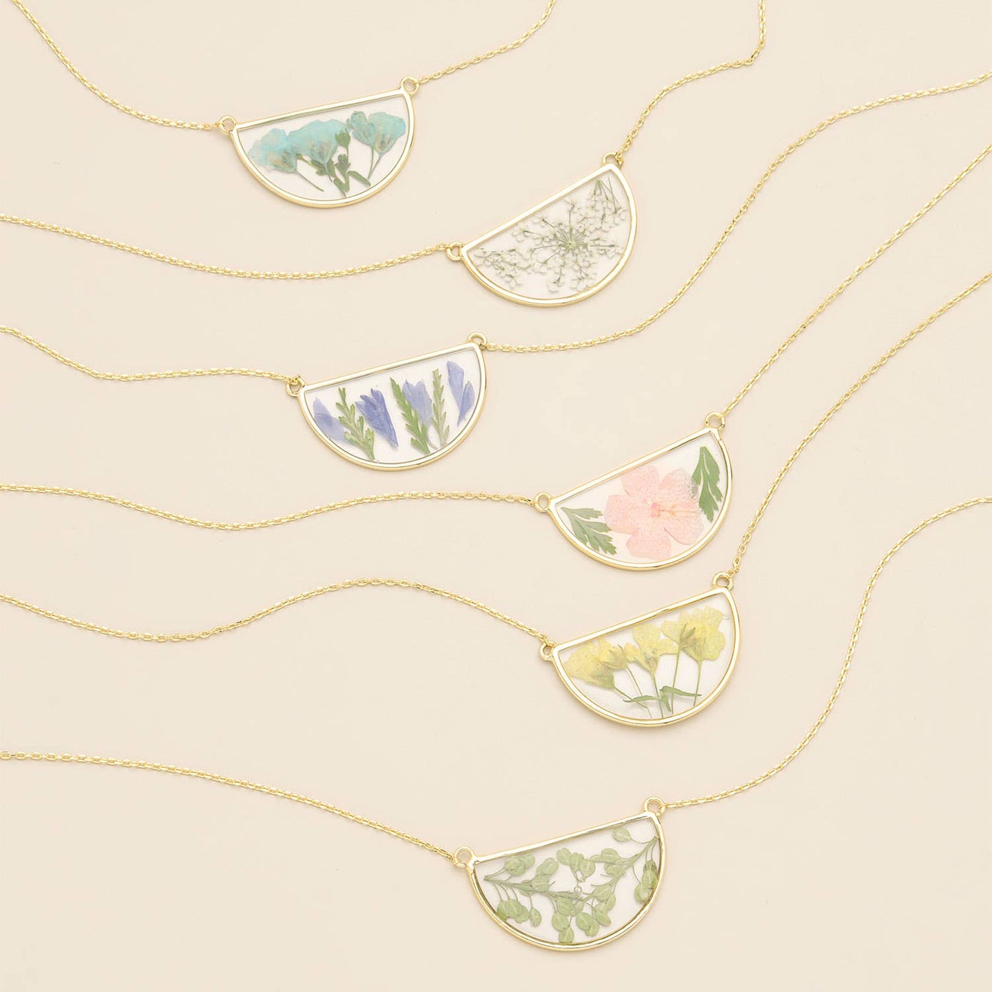 Scout Curated Wears - Pressed Flower Necklace - Purple Cornflower/Gold