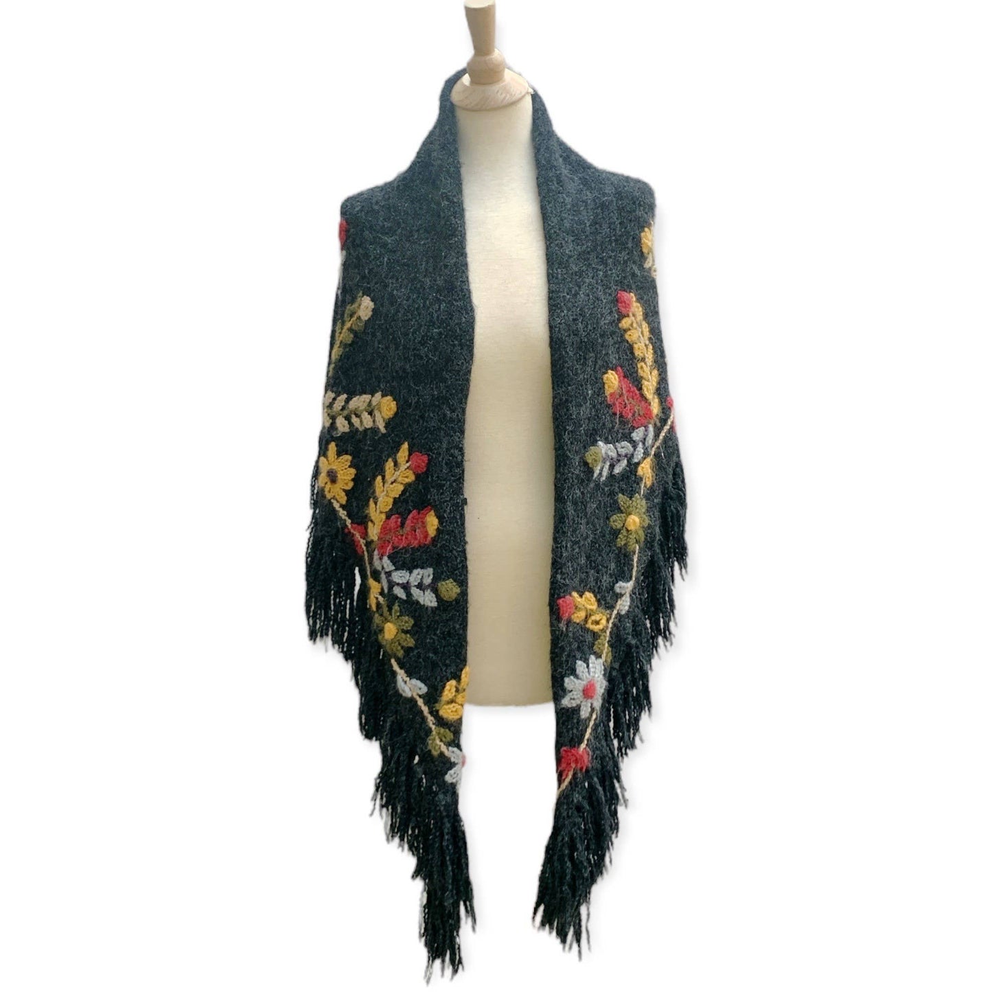 Peruvian Trading Company - Embroidered Flower Vine Shawl-SA64