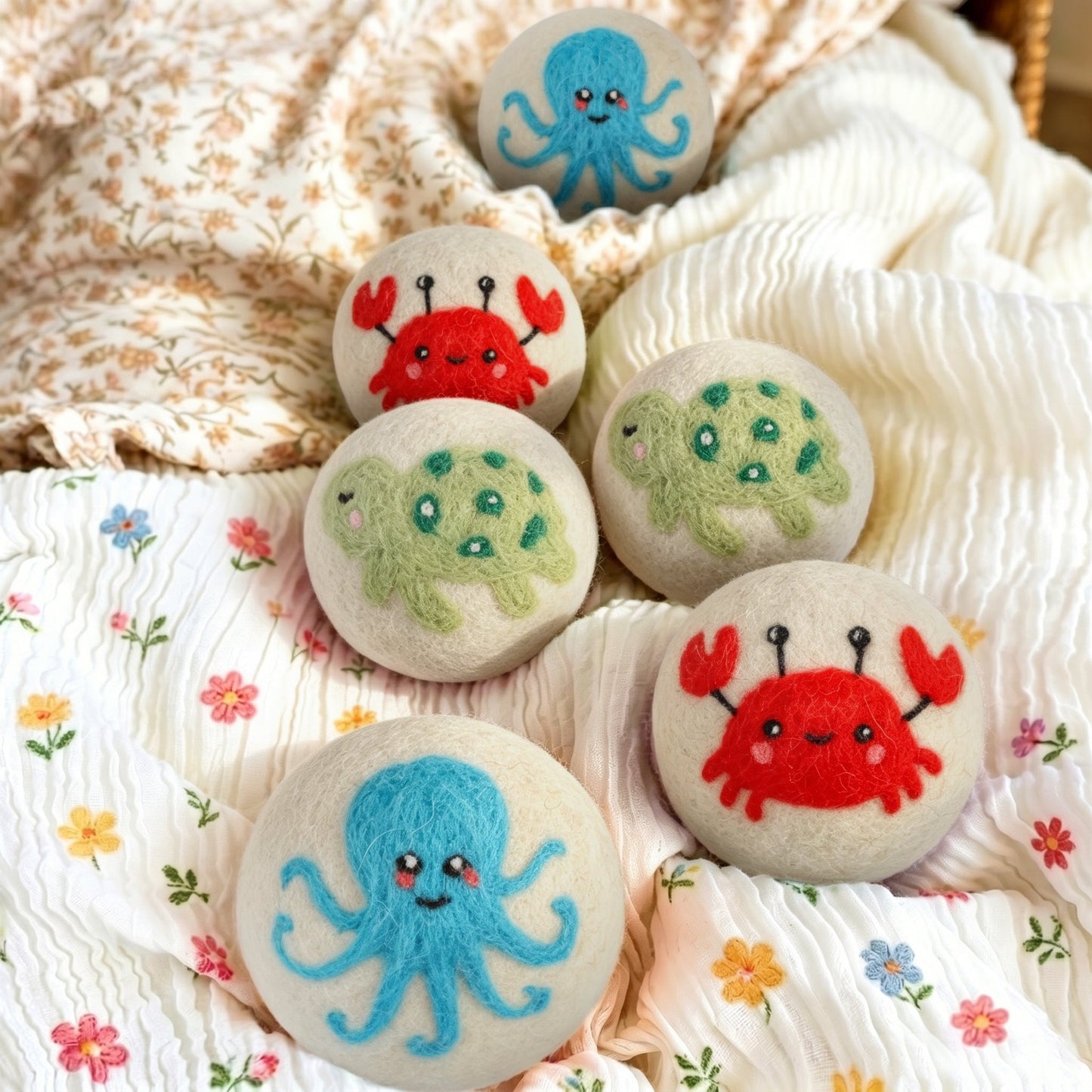 Ocean Animal Wool Dryer Balls – Set of 6