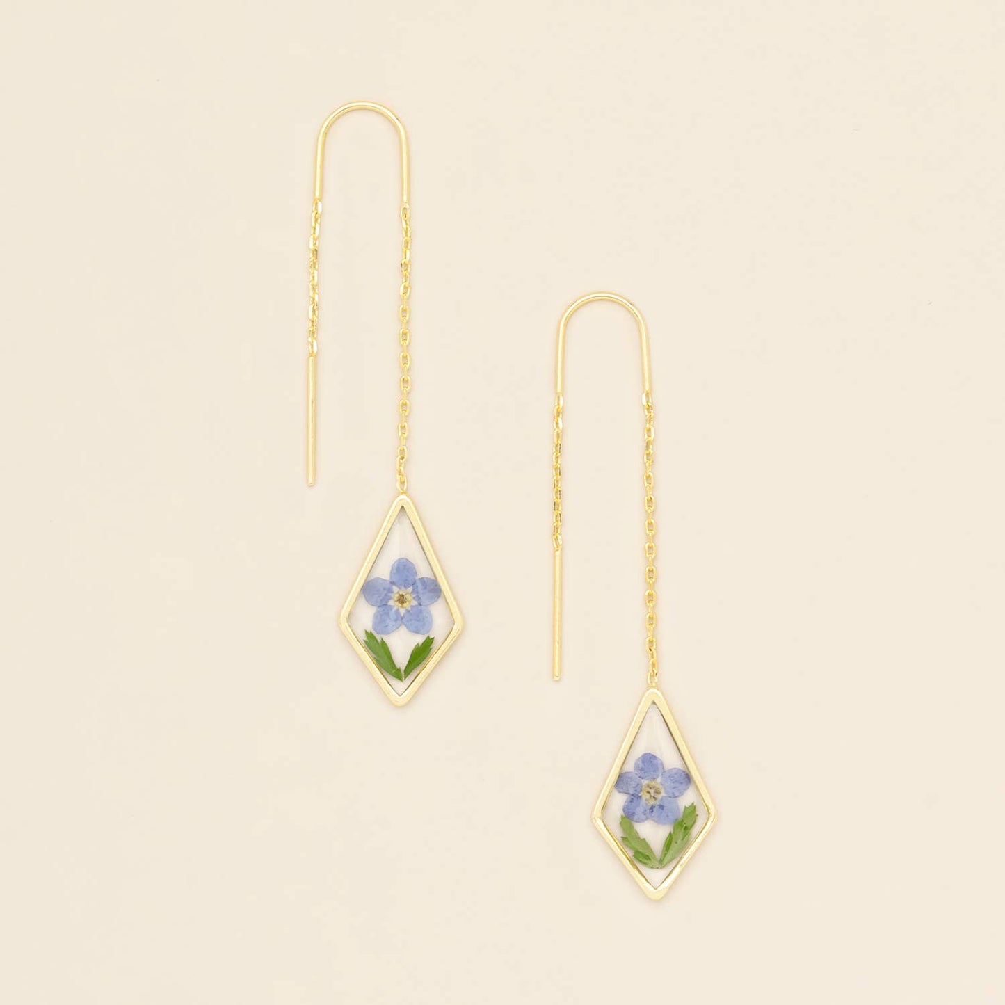 Scout Curated Wears - Pressed Flower Thread Earring - Blue Forget Me Not/Gold