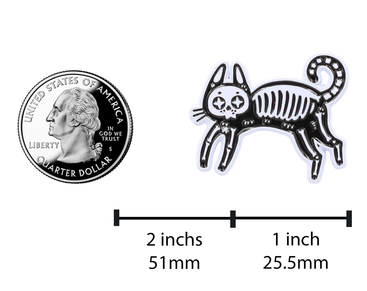 Skeleton Cat Enamel Pin – Black Cat Pin