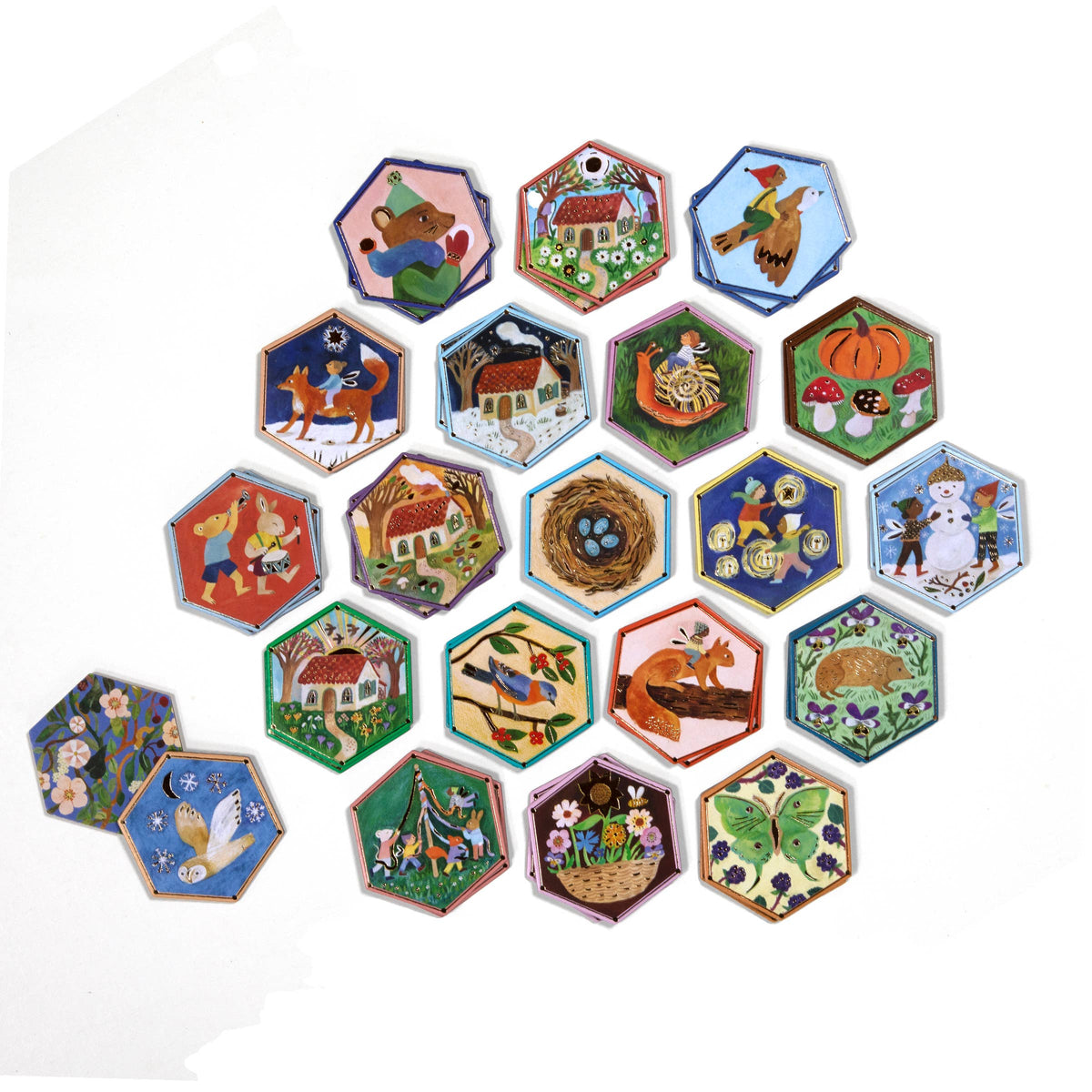 eeBoo - Cottage Fairies Hexagon Memory & Matching Game
