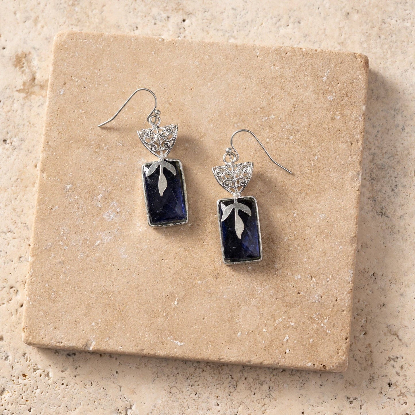 Ten Thousand Villages - Chandra Glass Stone & Leaf Earrings