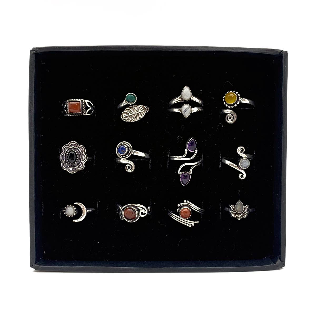 Anju Jewelry - Tanvi Collection Ring Prepack - 12 Silver Rings in a Box