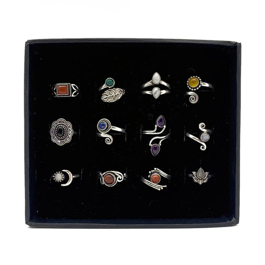 Anju Jewelry - Tanvi Collection Ring Prepack - 12 Silver Rings in a Box