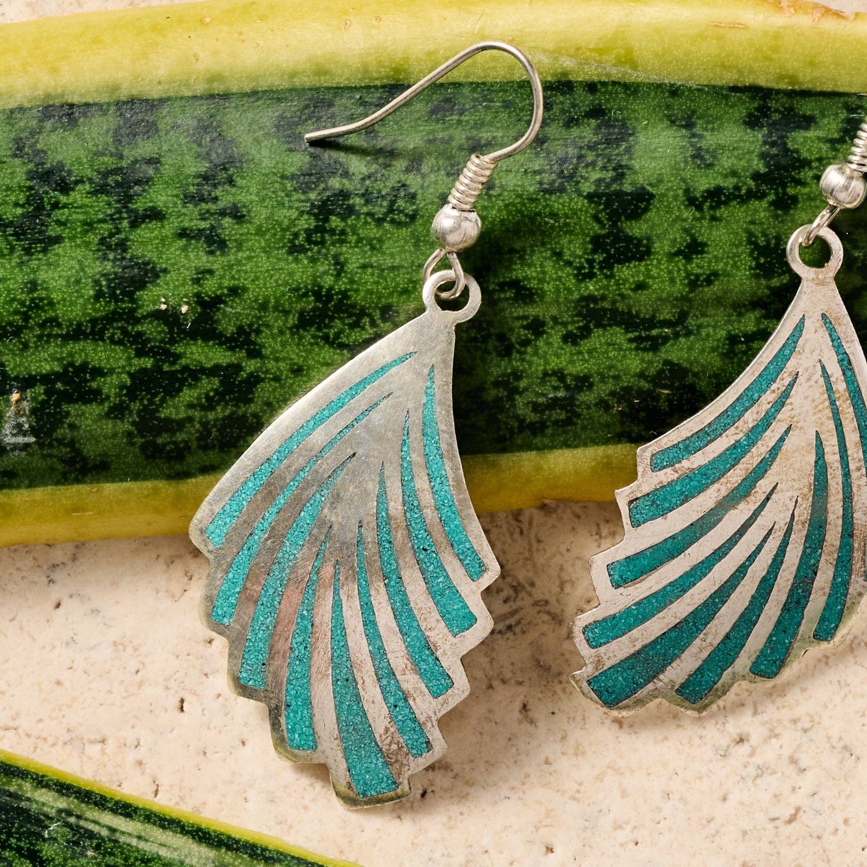 Ten Thousand Villages - Cila Turquoise & Metal Dangle Wing Earrings