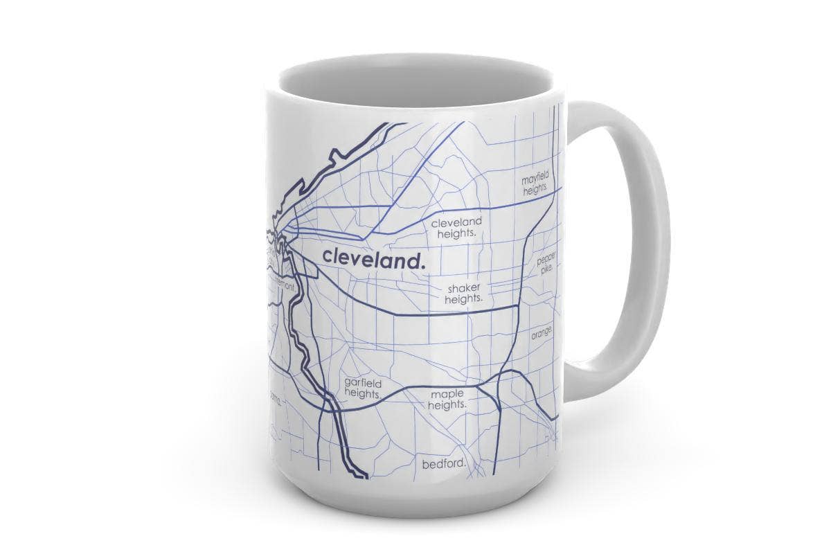 Cleveland OH Map 15 oz Ceramic Mug: Teal