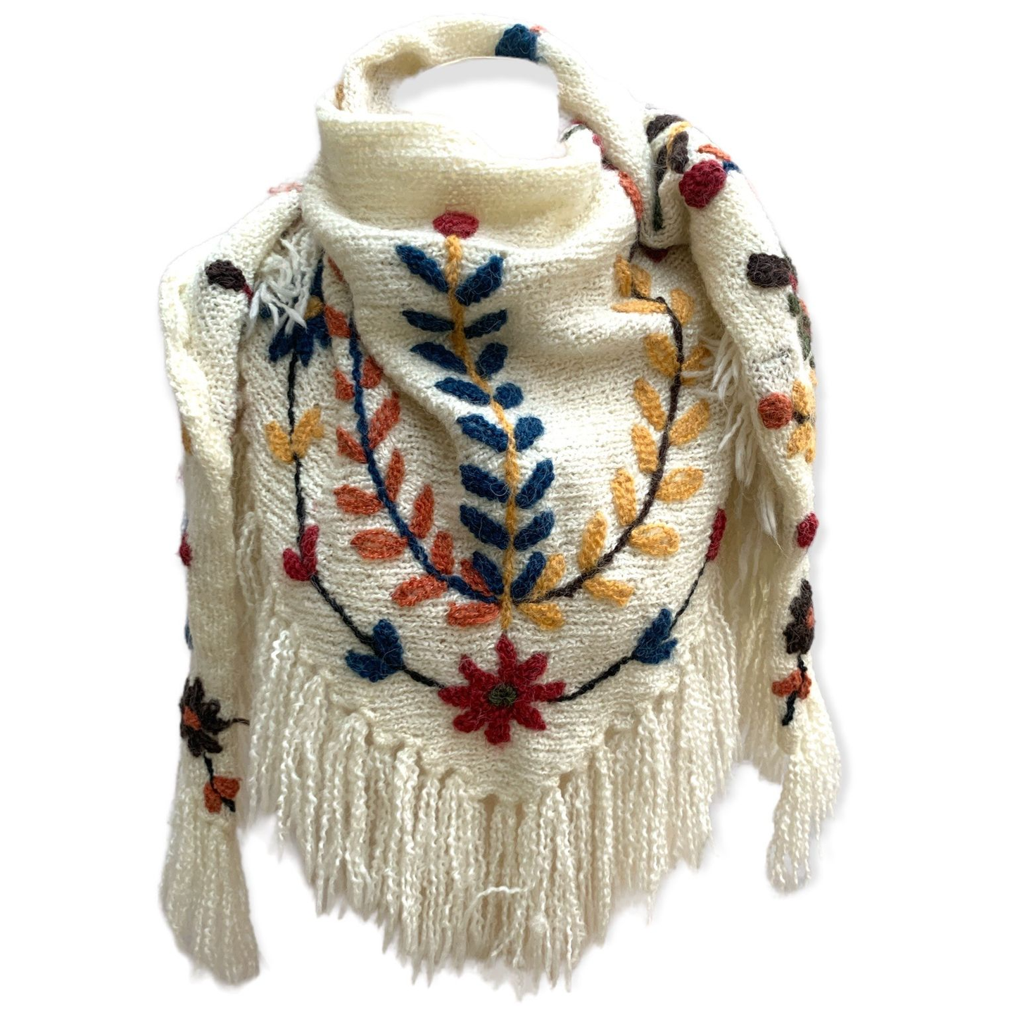 Peruvian Trading Company - Embroidered Flower Vine Shawl-SA64