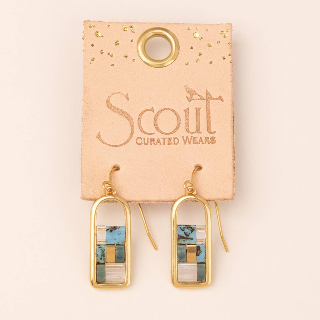 Scout Curated Wears - Good Karma Miyuki Frame Earring - Turquoise/Gold