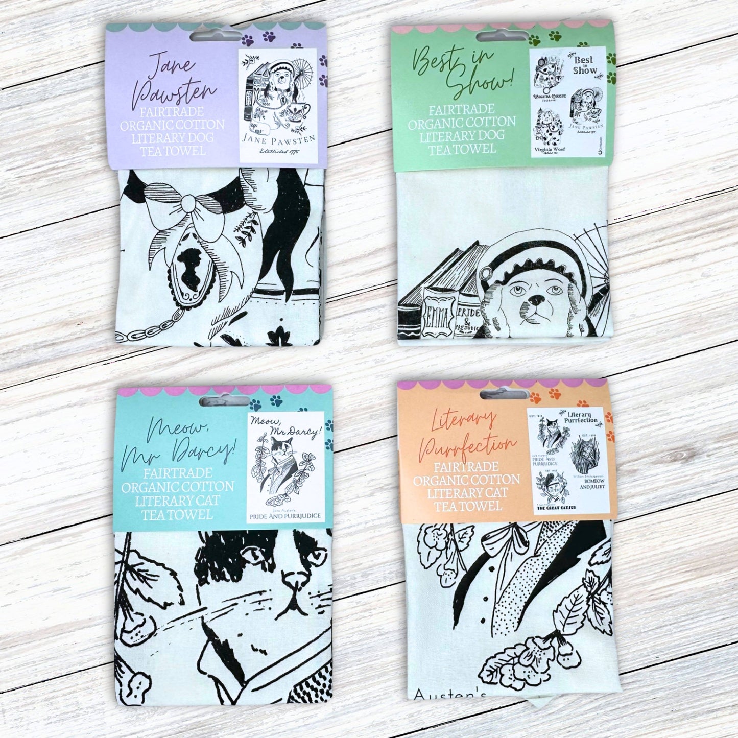 GiftSmith - Jane Pawsten Fairtrade Cotton Literary Tea Towel Dish Cloth