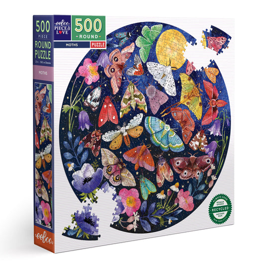 eeBoo - Moths 500 Piece Round Puzzle
