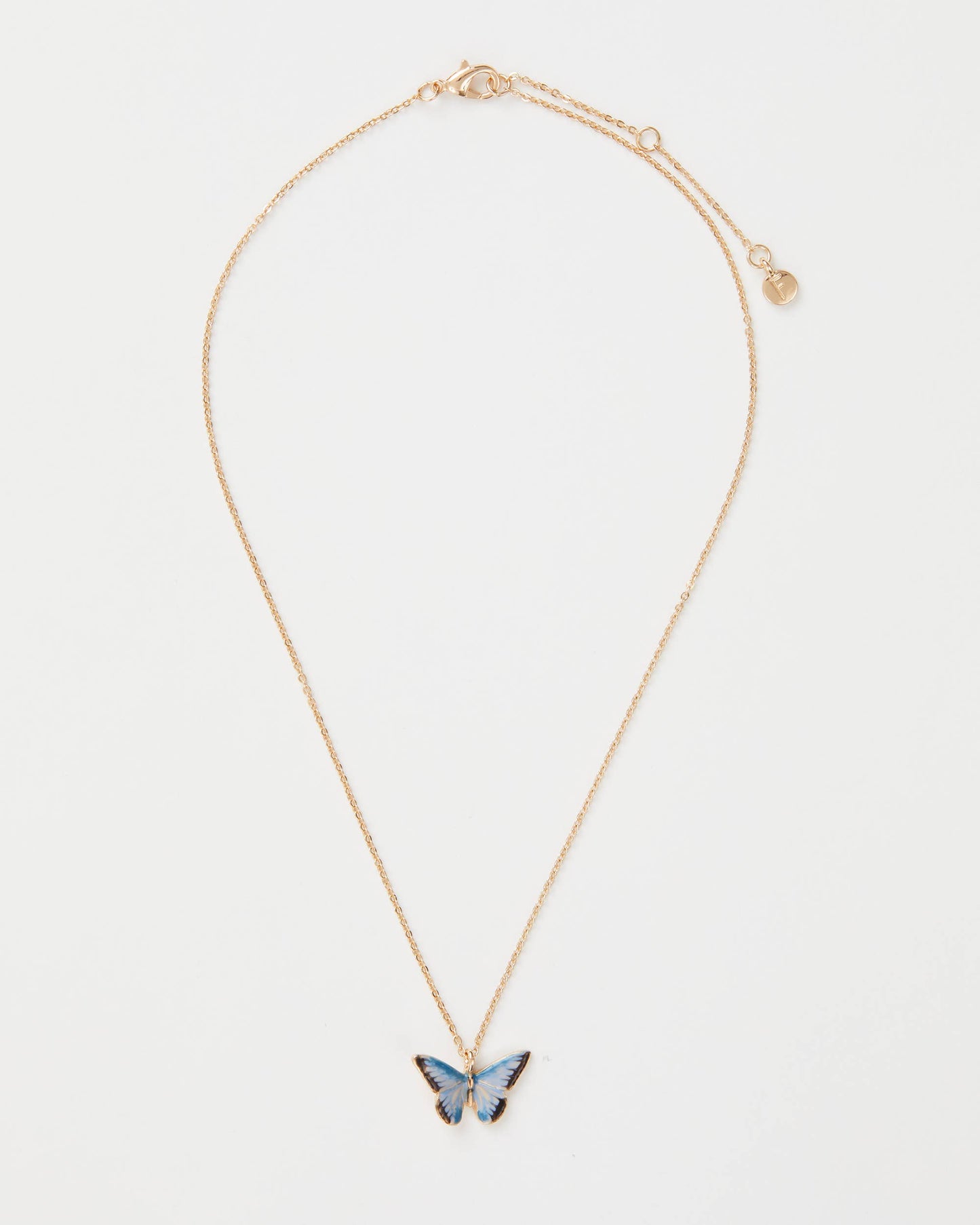 Fable England - FABLE Enamel Blue Butterfly Short Necklace