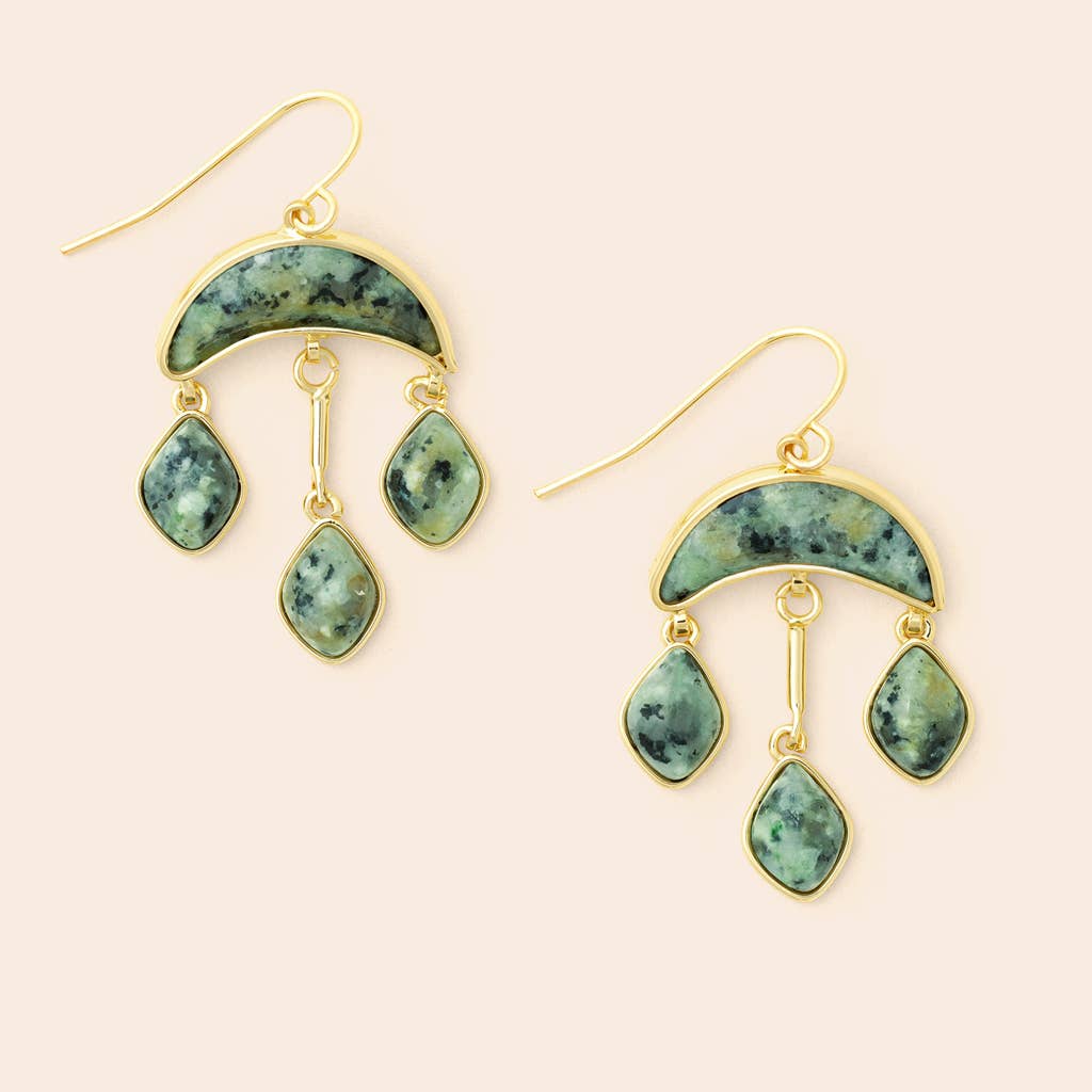 Scout Curated Wears - Stone Crescent Drop Earring - African Turquoise/Gold