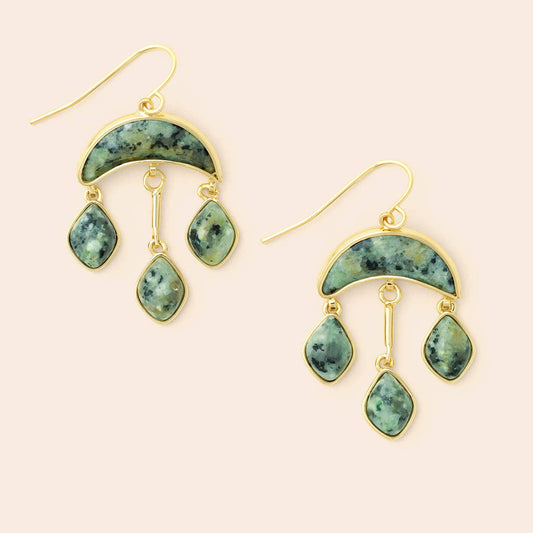 Scout Curated Wears - Stone Crescent Drop Earring - African Turquoise/Gold