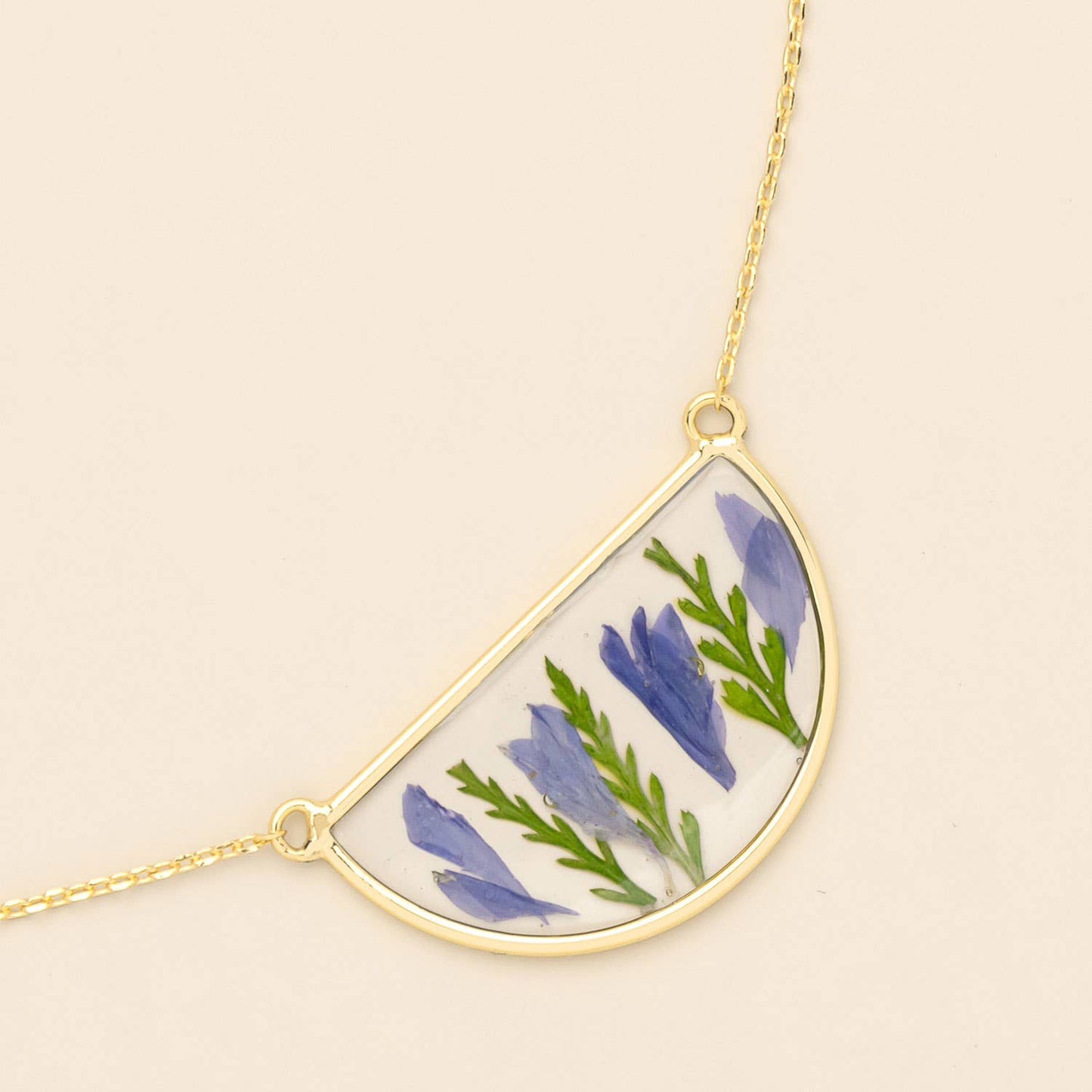 Scout Curated Wears - Pressed Flower Necklace - Purple Cornflower/Gold