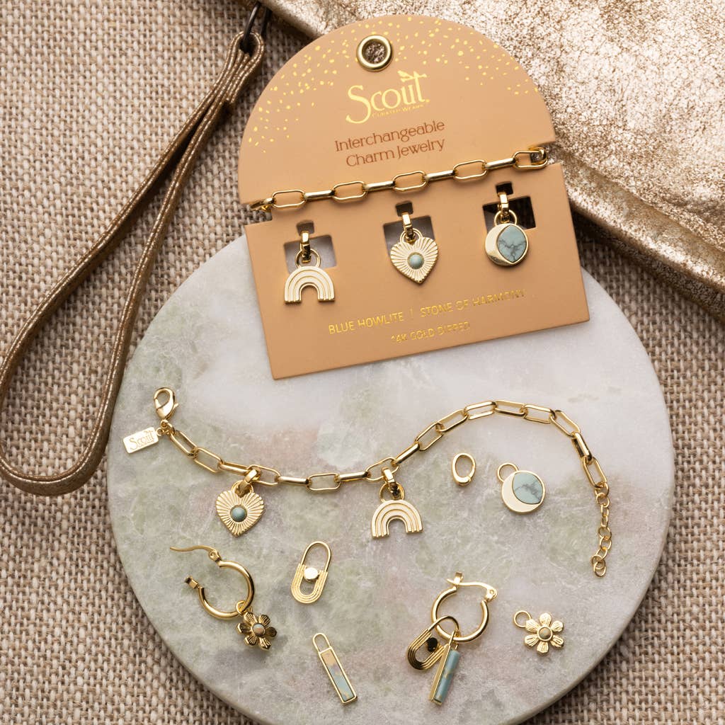 Scout Curated Wears - Interchangeable Charm Earring - Rose Quartz/Love/Gold