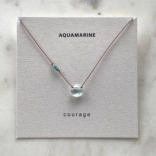 Soulsilk - Aquamarine with Emerald Necklace- Courage