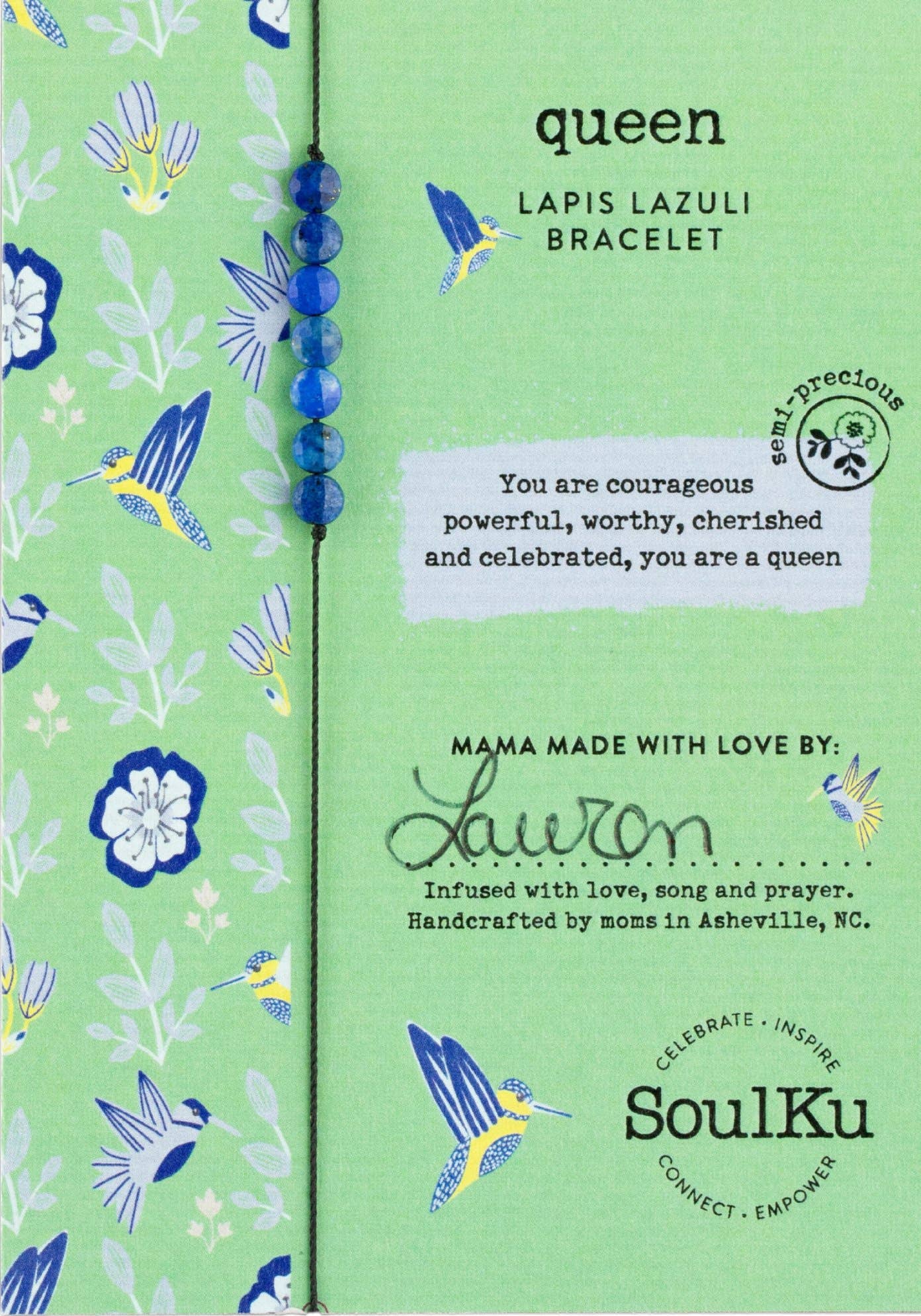 SoulKu - Lapis Lazuli Hummingbird Adjustable Bracelet for Queen