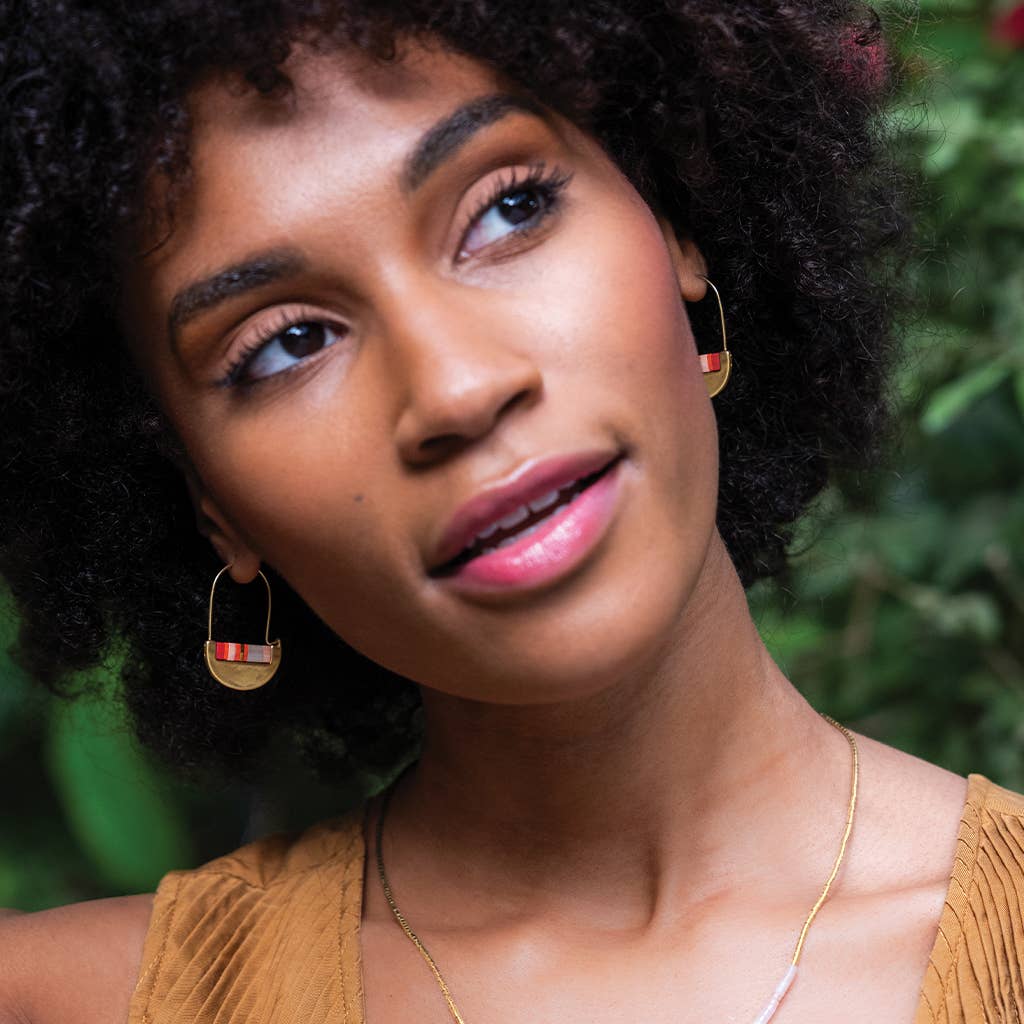 Scout Curated Wears - Good Karma Miyuki Crescent Hoop - Pink Multi/Gold