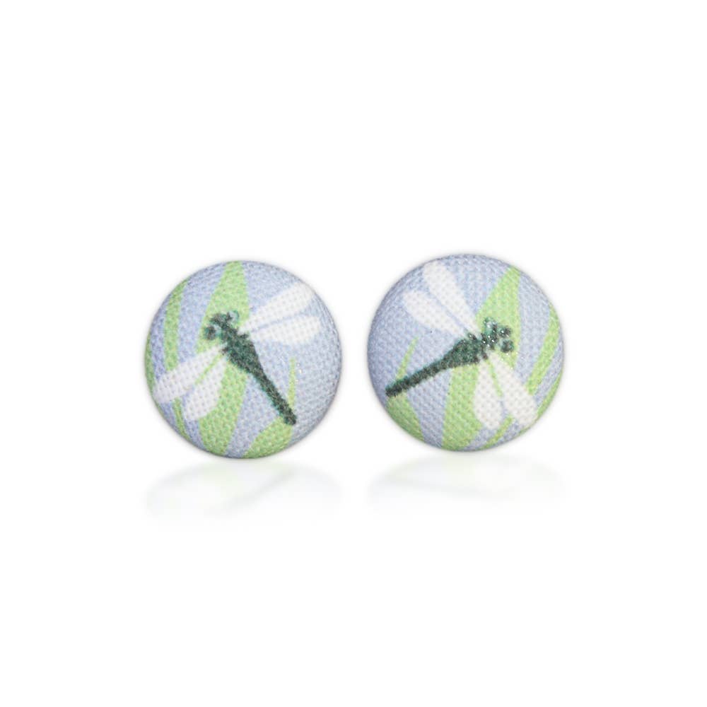 Rachel O's - Dragonfly Fabric Button Earrings