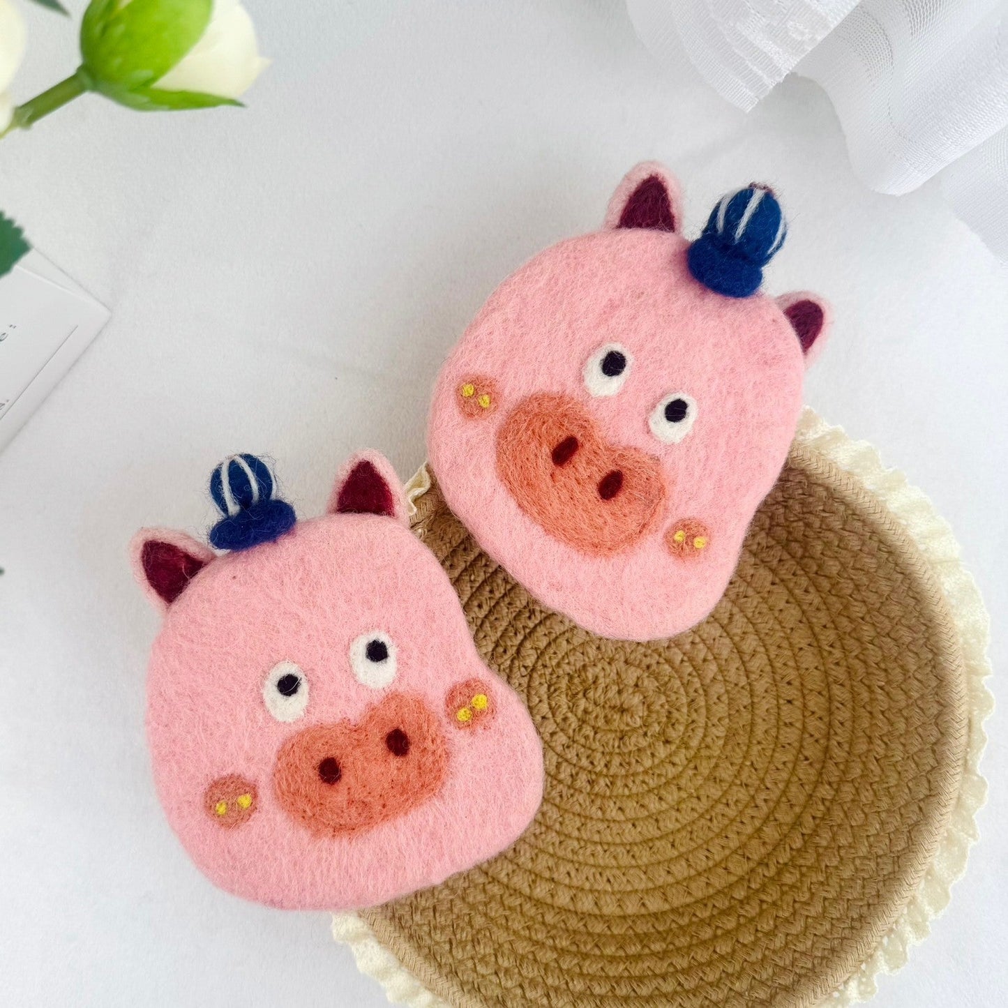 Handmade 3D Animal Mug Rug – Wool Felt Coaster