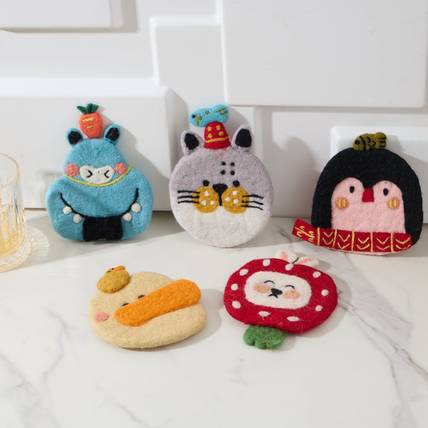 Handmade 3D Animal Mug Rug – Wool Felt Coaster