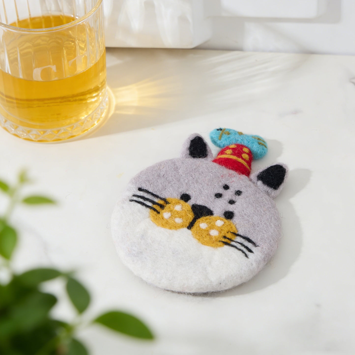Handmade 3D Animal Mug Rug – Wool Felt Coaster