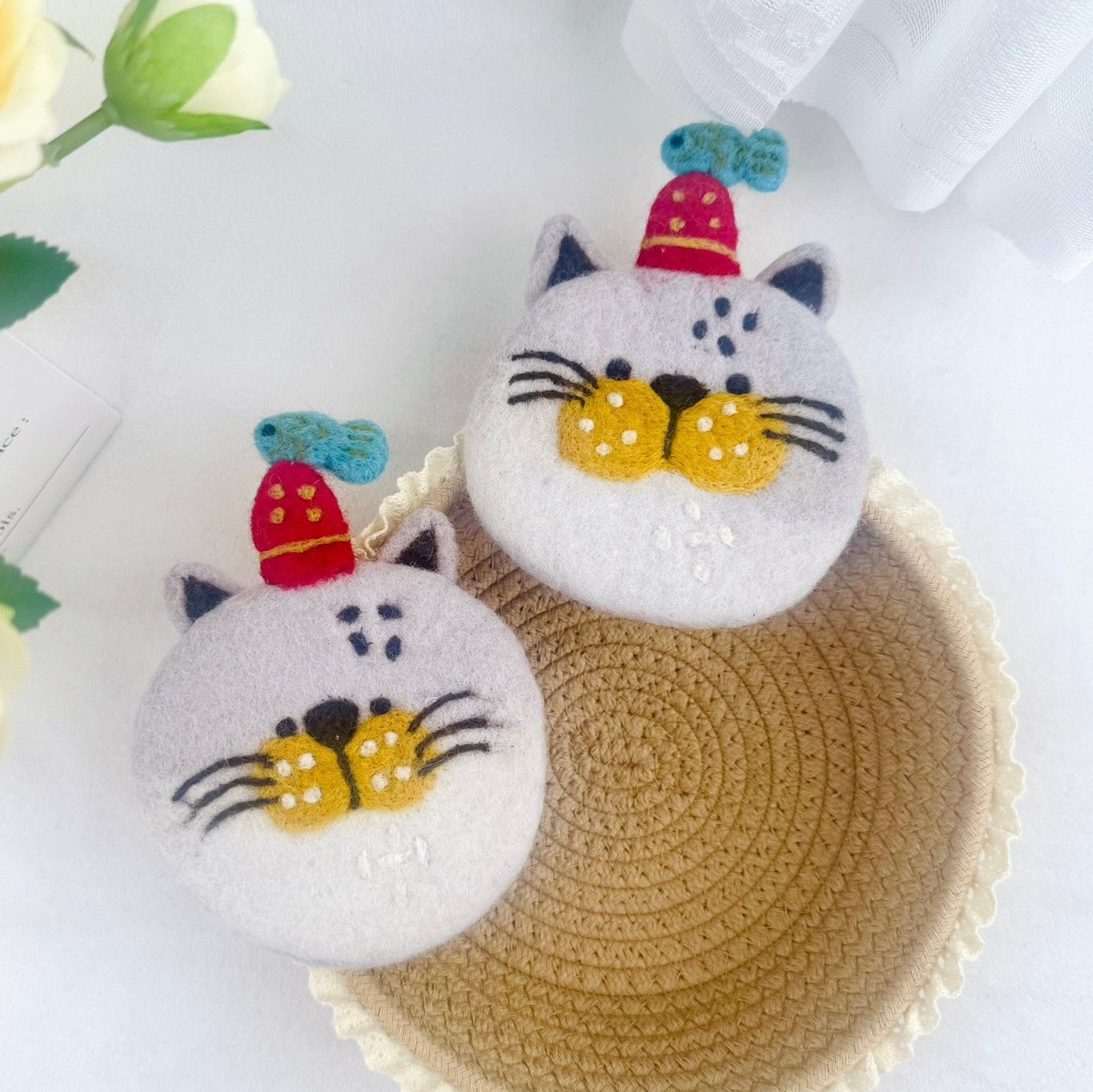 Handmade 3D Animal Mug Rug – Wool Felt Coaster