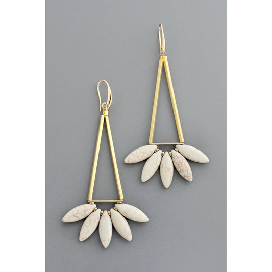 David Aubrey Jewelry - FERE115 Geometric Gray Lotus Dangle Earrings