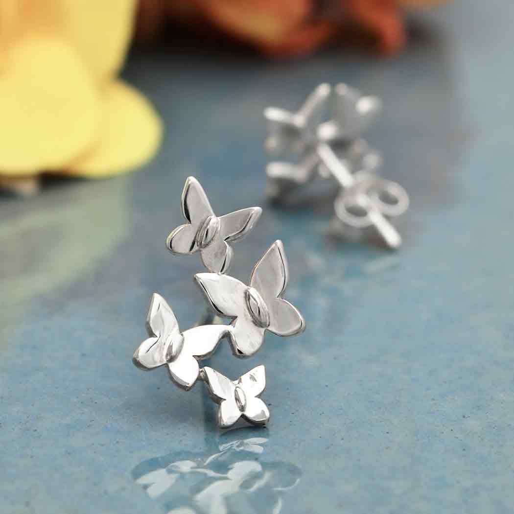 Nina Designs - Butterfly Cluster Post Earrings 17x11mm