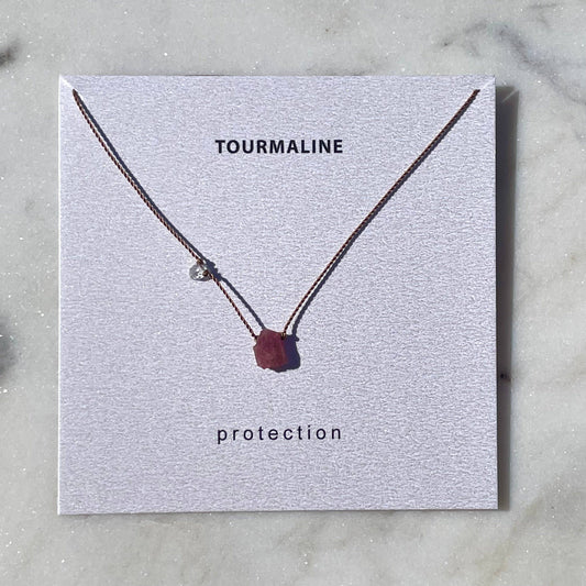 Soulsilk - Raw Pink Tourmaline and Herkimer Diamond Necklace