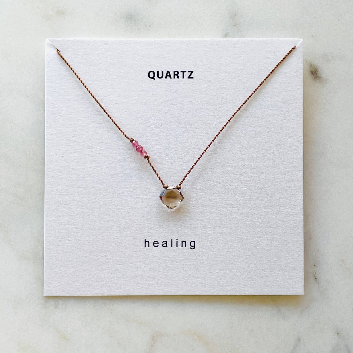 Soulsilk - Smokey Quartz with Pink Tourmaline Necklace - Healing