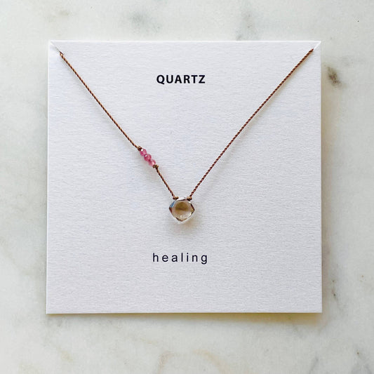 Soulsilk - Smokey Quartz with Pink Tourmaline Necklace - Healing