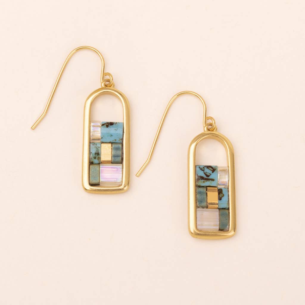 Scout Curated Wears - Good Karma Miyuki Frame Earring - Turquoise/Gold