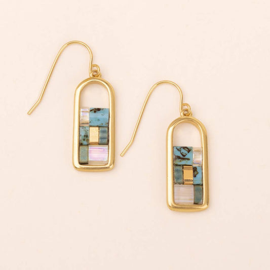 Scout Curated Wears - Good Karma Miyuki Frame Earring - Turquoise/Gold