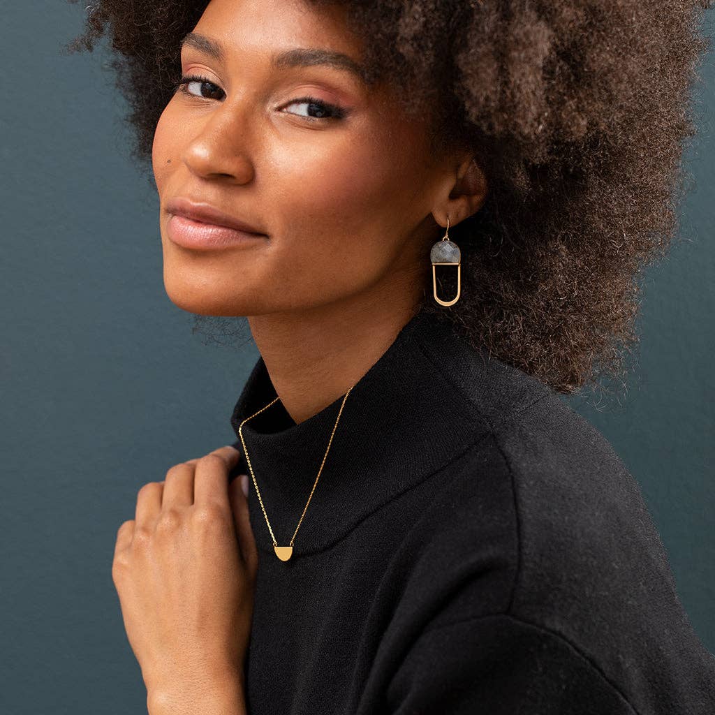 Scout Curated Wears - Modern Stone Chandelier Earring - Labradorite/Gold