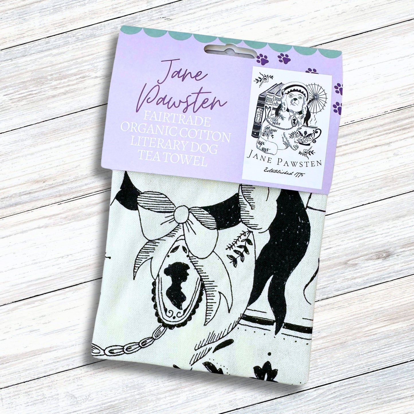 GiftSmith - Jane Pawsten Fairtrade Cotton Literary Tea Towel Dish Cloth
