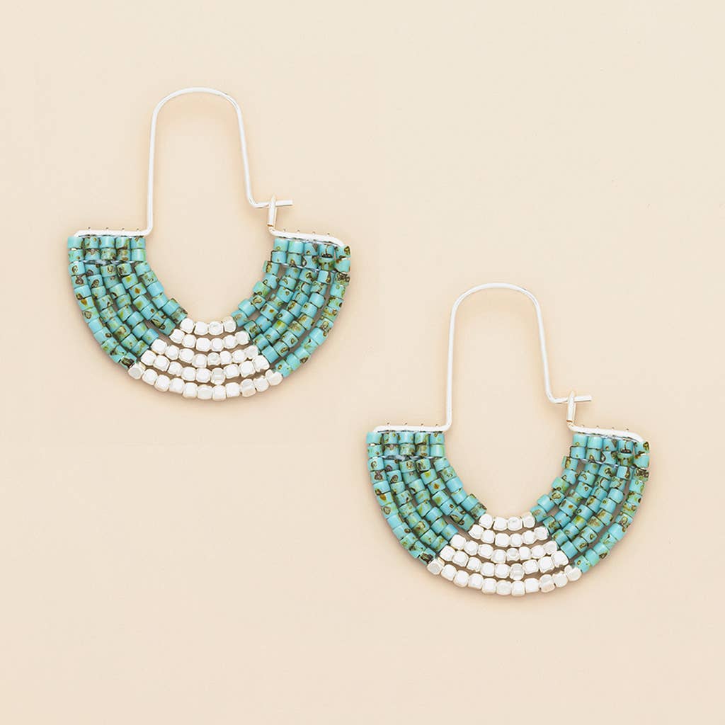Scout Curated Wears - Chromacolor Miyuki U-Hoop Earring - Speckled Turquoise/Silvr