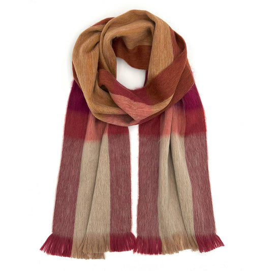 Shupaca Alpaca - Alpaca Plaid Scarf - Sea Coral