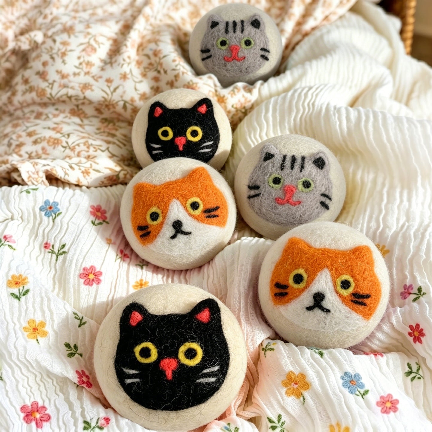 Cat Eco Wool Laundry Dryer Balls – Set of 6