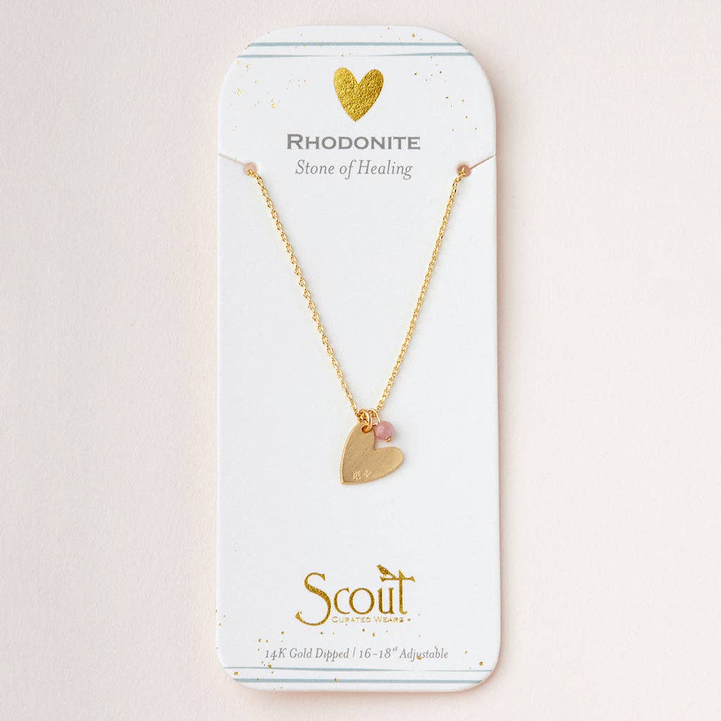 Scout Curated Wears - Stone Intention Charm Necklace - Rhodonite/Gold