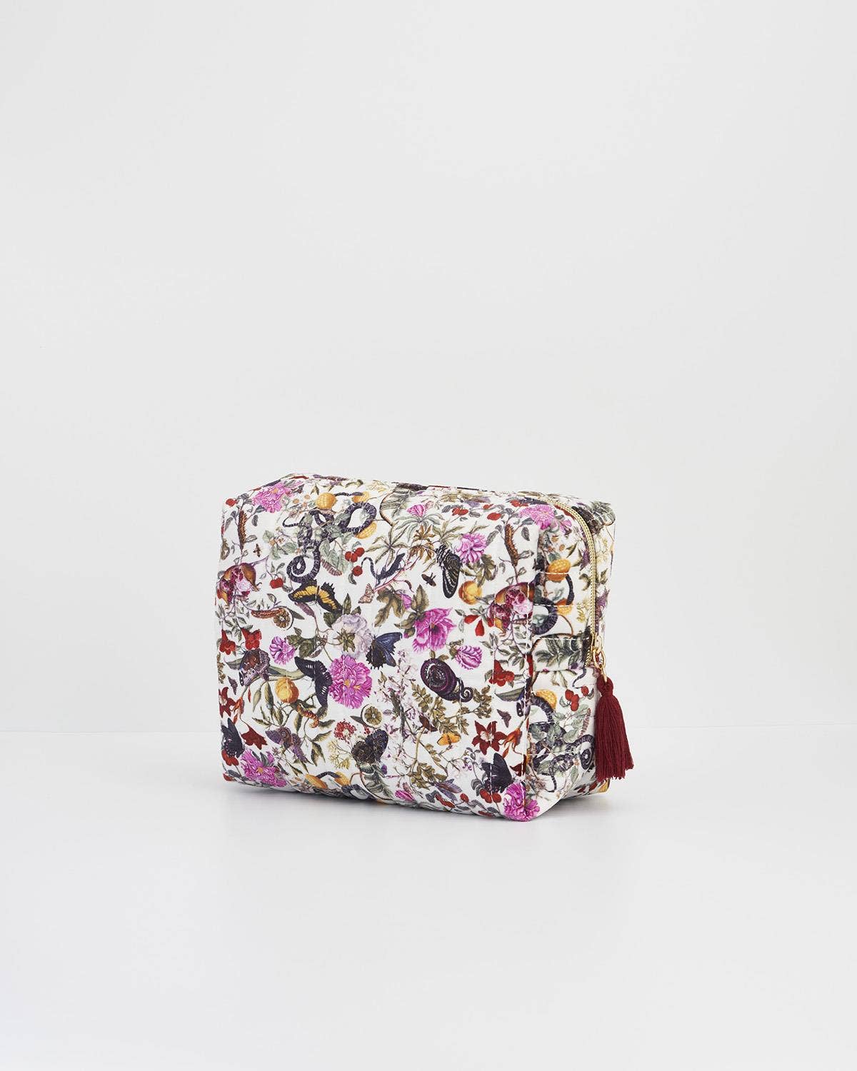 Fable England - FABLE Floral Engravings Large Velvet Cosmetic Bag