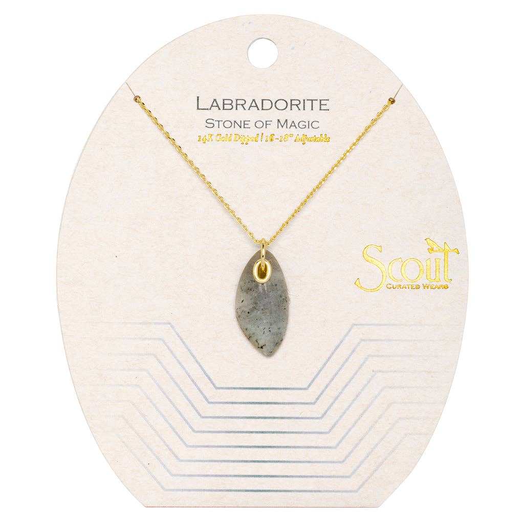 Scout Curated Wears - Organic Stone Necklace Labradorite/Gold - Stone of Magic