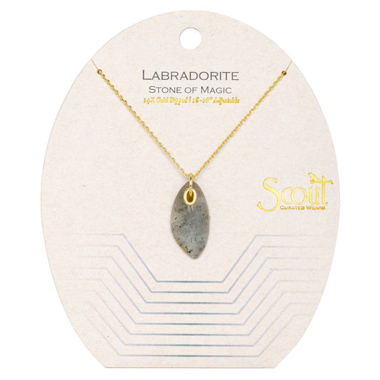 Scout Curated Wears - Organic Stone Necklace Labradorite/Gold - Stone of Magic